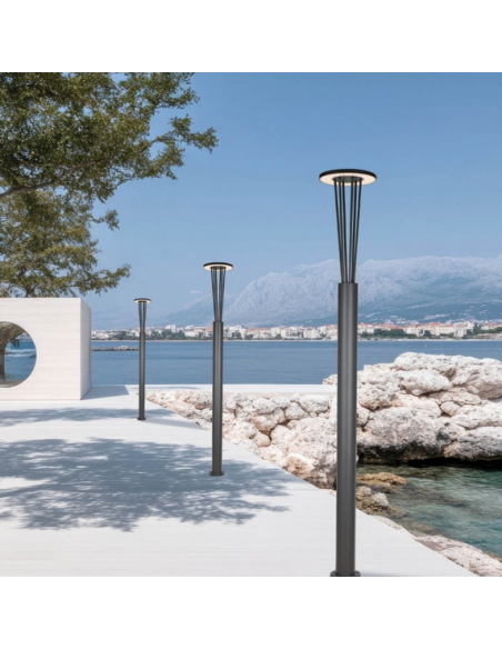 Bedlampe led udendørslamper moderne design stående grå lav havelamper lampemast