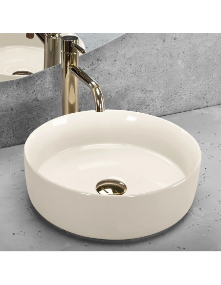rund håndvask vask bordmonteret bordplade keramik badeværelse