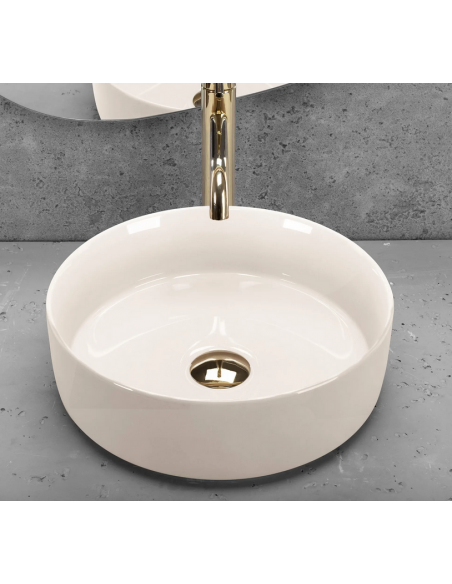 rund håndvask vask bordmonteret bordplade keramik badeværelse