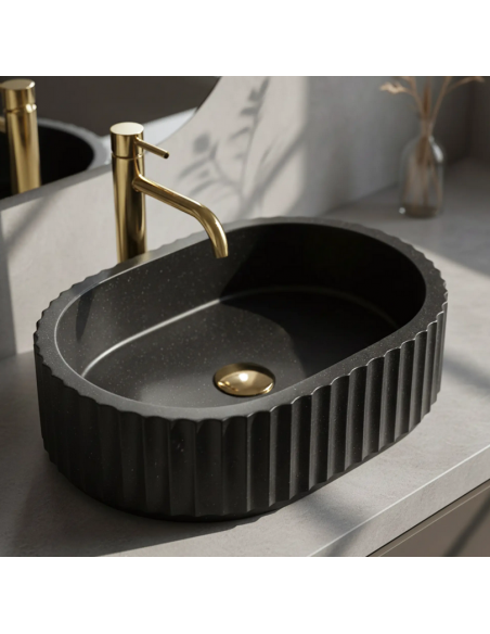 håndvask vask bordmonteret bordplade keramik badeværelse sten