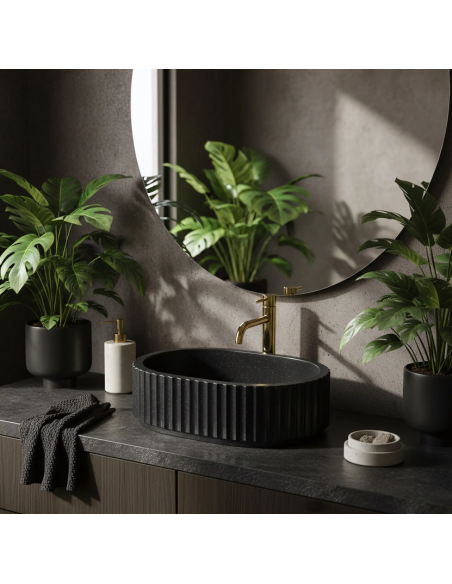 håndvask vask bordmonteret bordplade keramik badeværelse sten