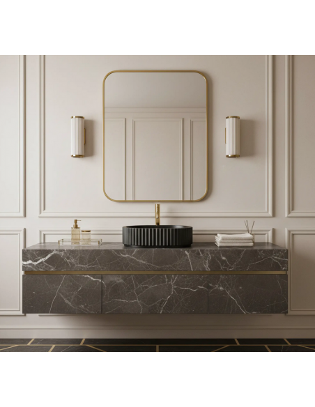 håndvask vask bordmonteret bordplade keramik badeværelse sten