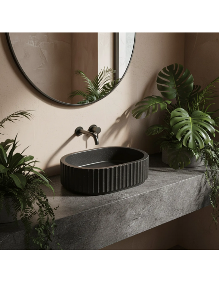 håndvask vask bordmonteret bordplade keramik badeværelse sten