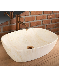 håndvask vask bordmonteret bordplade keramik badeværelse marmor travertin sten 2