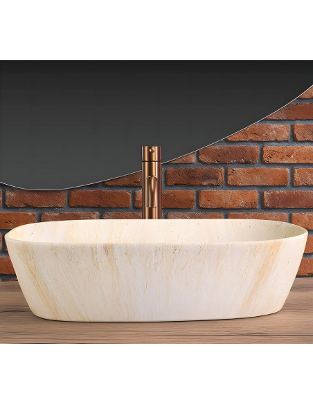 håndvask vask bordmonteret bordplade keramik badeværelse marmor travertin sten