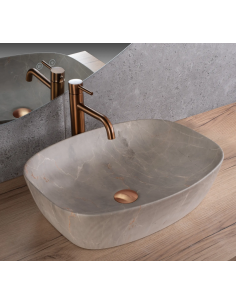 håndvask vask bordmonteret bordplade keramik badeværelse marmor travertin sten 2