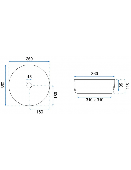 rund håndvask vask bordmonteret bordplade keramik badeværelse