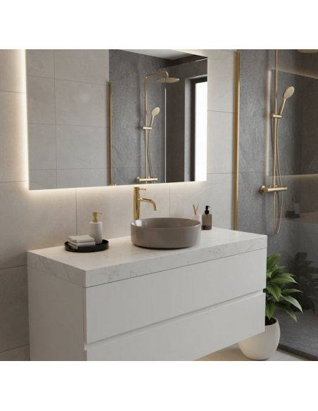 rund håndvask vask bordmonteret bordplade keramik badeværelse