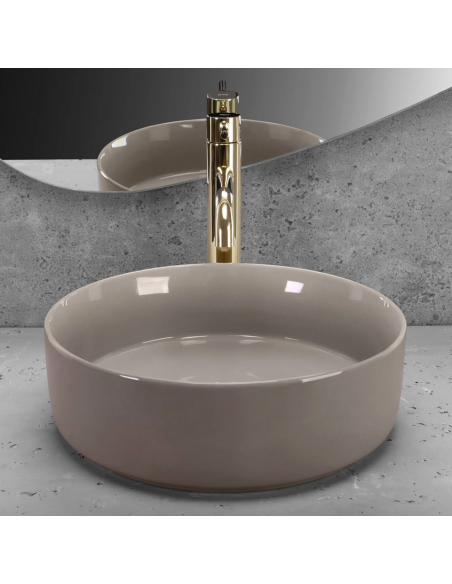 rund håndvask vask bordmonteret bordplade keramik badeværelse