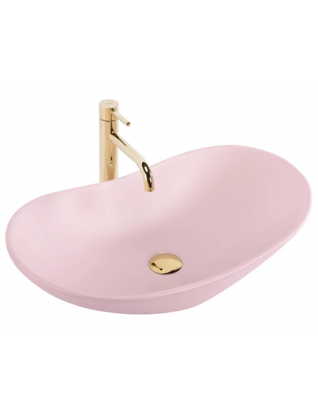 håndvask vask bordmonteret bordplade keramik badeværelse lyserød pink