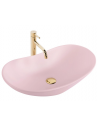 Bordmonteret oval håndvask i keramik 61,5 x 35,5 cm - Mat pink