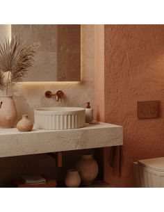 rund håndvask vask bordmonteret bordplade keramik badeværelse