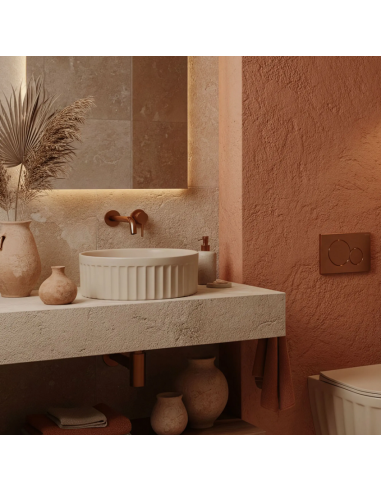 rund håndvask vask bordmonteret bordplade keramik badeværelse