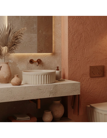 rund håndvask vask bordmonteret bordplade keramik badeværelse