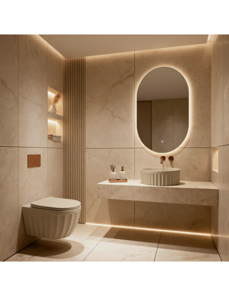 rund håndvask vask bordmonteret bordplade keramik badeværelse