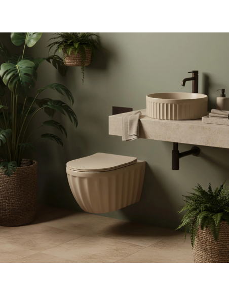 rund håndvask vask bordmonteret bordplade keramik badeværelse