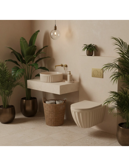 rund håndvask vask bordmonteret bordplade keramik badeværelse