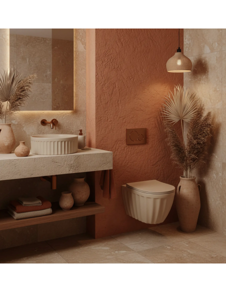 rund håndvask vask bordmonteret bordplade keramik badeværelse