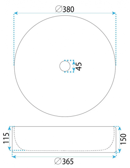 rund håndvask vask bordmonteret bordplade keramik badeværelse