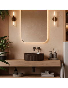 rund håndvask vask bordmonteret bordplade keramik badeværelse