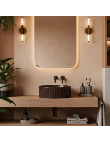 rund håndvask vask bordmonteret bordplade keramik badeværelse