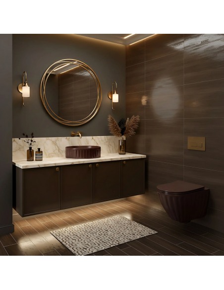 rund håndvask vask bordmonteret bordplade keramik badeværelse