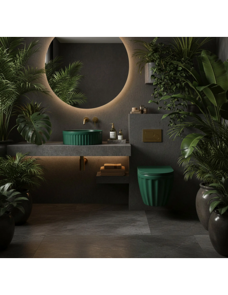 rund håndvask vask bordmonteret bordplade keramik badeværelse