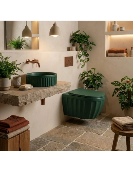 rund håndvask vask bordmonteret bordplade keramik badeværelse