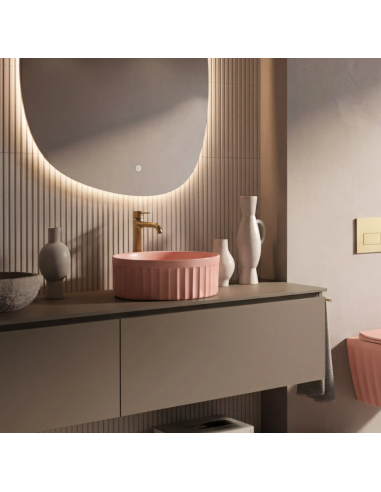 rund håndvask vask bordmonteret bordplade keramik badeværelse