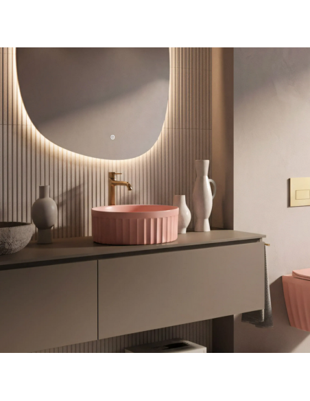 rund håndvask vask bordmonteret bordplade keramik badeværelse