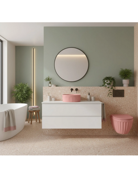 rund håndvask vask bordmonteret bordplade keramik badeværelse