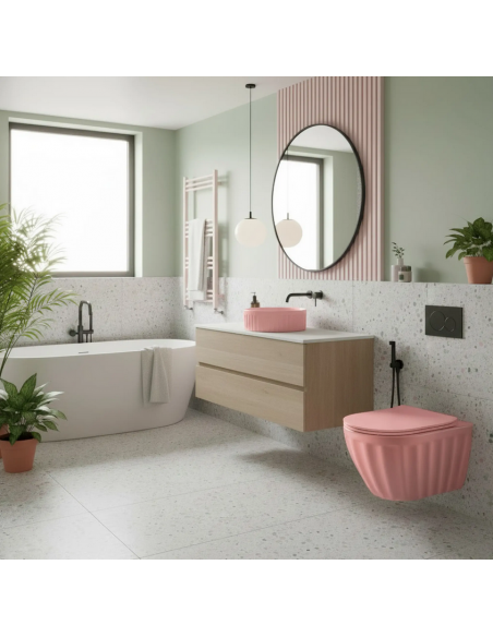 rund håndvask vask bordmonteret bordplade keramik badeværelse