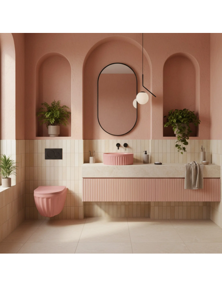 rund håndvask vask bordmonteret bordplade keramik badeværelse