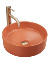 Bordmonteret rund håndvask i keramik Ø37 cm - Mat terracotta