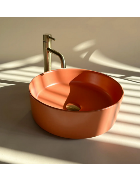 rund håndvask vask bordmonteret bordplade keramik badeværelse