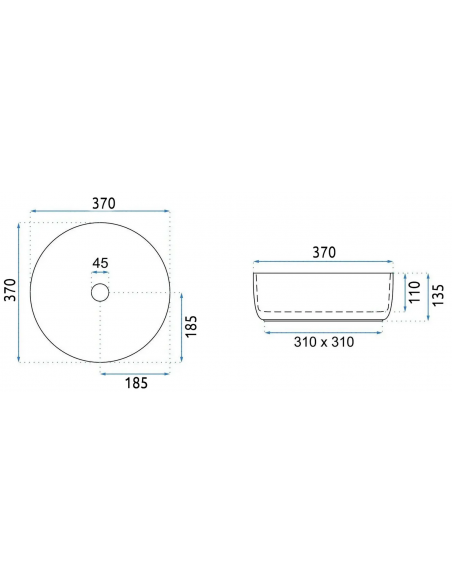 rund håndvask vask bordmonteret bordplade keramik badeværelse