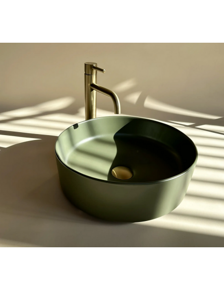 rund håndvask vask bordmonteret bordplade keramik badeværelse