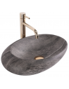 Bordmonteret oval håndvask i keramik 49 x 31 cm - Mørkegrå marmor