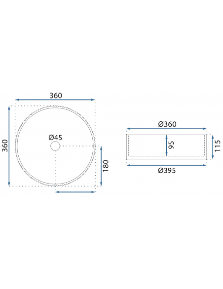 rund håndvask vask bordmonteret bordplade badeværelse sort glas