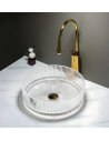 Bordmonteret rund håndvask i glas Ø36 cm - Klar