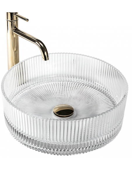 rund håndvask vask bordmonteret bordplade badeværelse glas