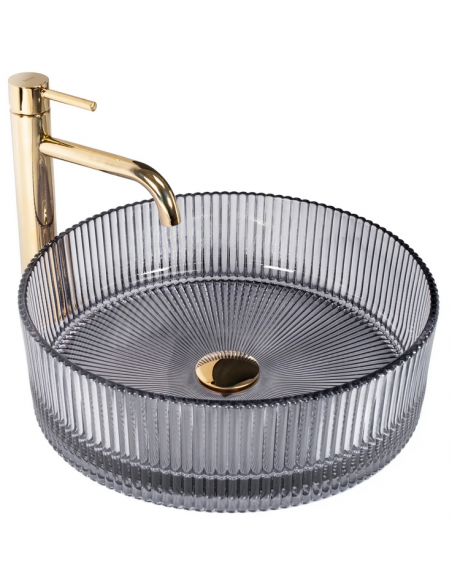 rund håndvask vask bordmonteret bordplade badeværelse glas