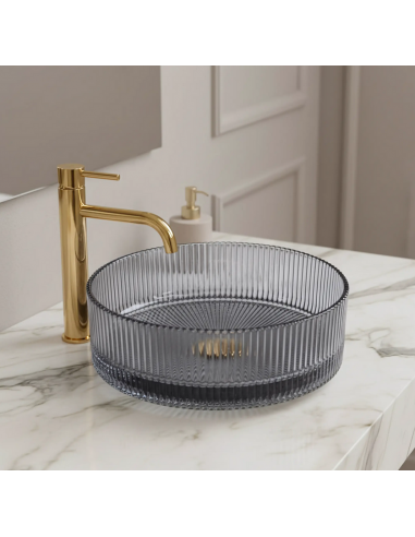 rund håndvask vask bordmonteret bordplade badeværelse glas