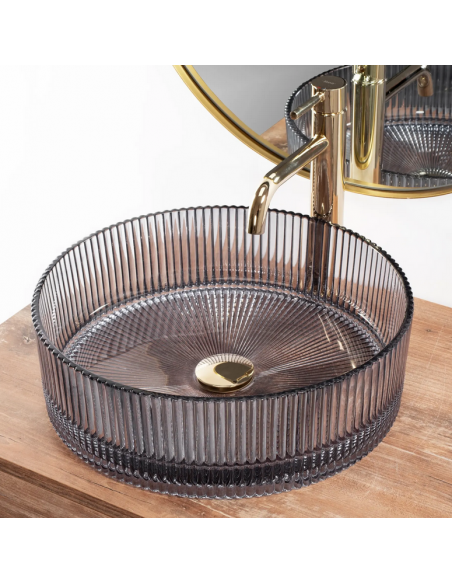 rund håndvask vask bordmonteret bordplade badeværelse glas