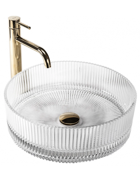 rund håndvask vask bordmonteret bordplade badeværelse glas