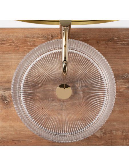 rund håndvask vask bordmonteret bordplade badeværelse glas