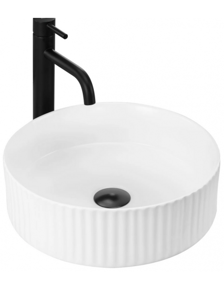rund håndvask vask bordmonteret bordplade keramik badeværelse
