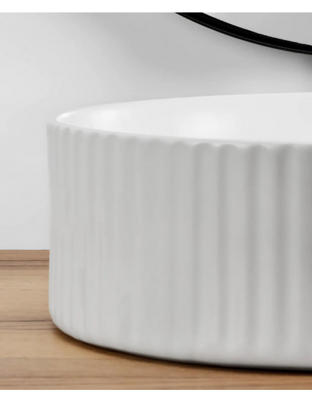 rund håndvask vask bordmonteret bordplade keramik badeværelse