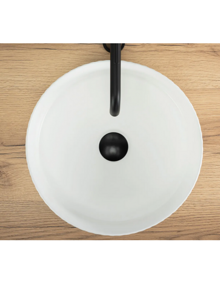 rund håndvask vask bordmonteret bordplade keramik badeværelse