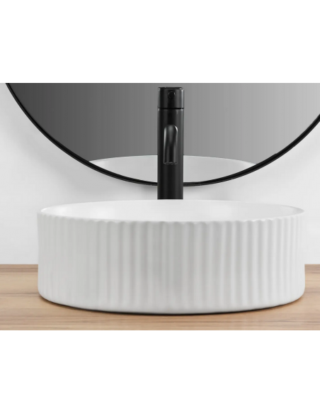 rund håndvask vask bordmonteret bordplade keramik badeværelse